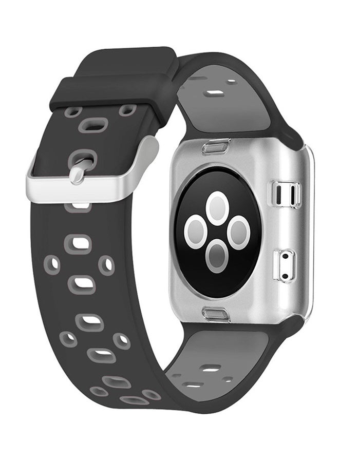 Liger Replacement Silicone Watch Bracelet For Apple Watch Series 1 / 2 / 3 / 4 Black/Gray - Image 3