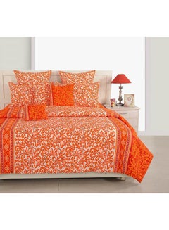 Swayam Floss Sparkle Collection Flat Sheet With Pillowcase Cotton Orange Single 