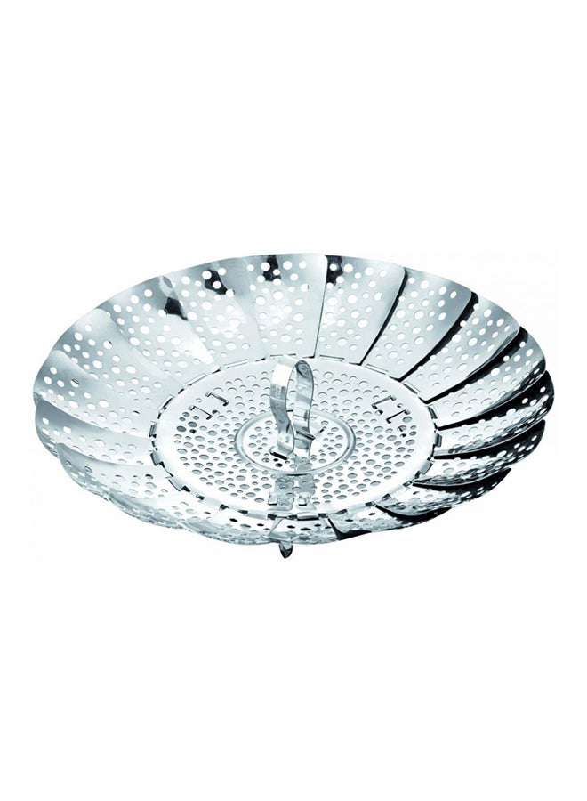 Folding Stainless Steel Vegetable Steamer Basket Silver One Size 
