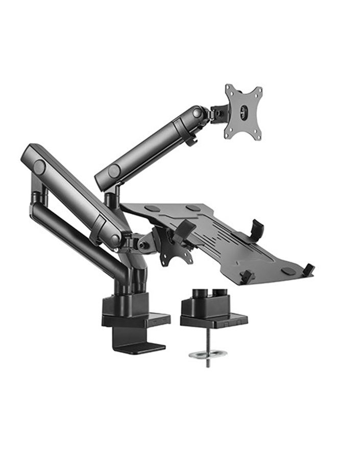 TechFort - Aluminum Slim Mechanical Spring Monitor Arm with Laptop Holder Black - Image 1