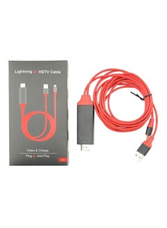2M HD Lightning To HDMI Audio Cable TV AV HDTV Video Adapter for Iphone 5S/6S/7 red