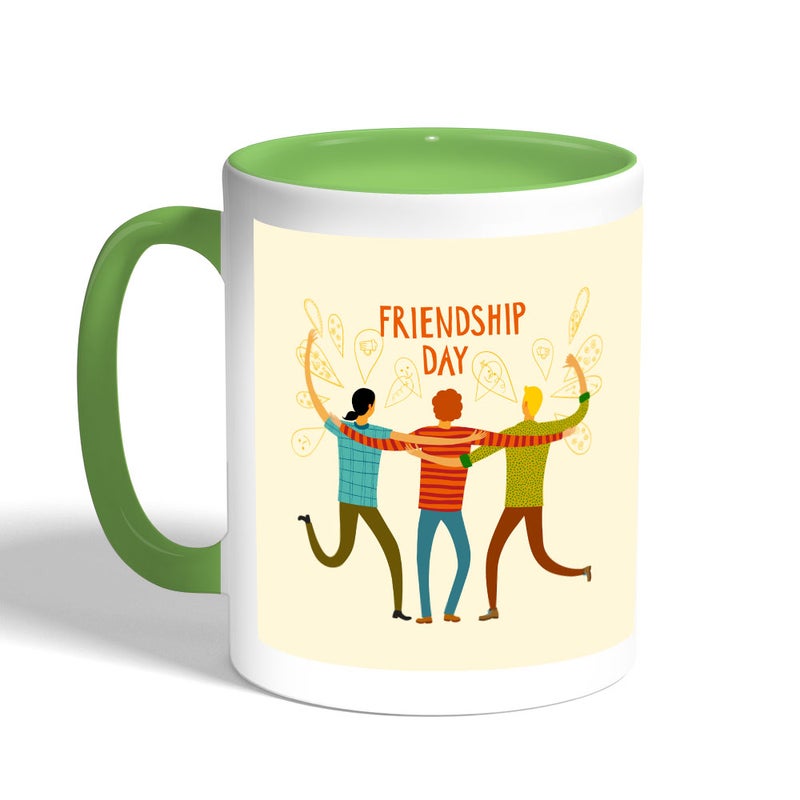 مج قهوة بطبعة عبارة "Happy Friendship Day" باللون الأخضر بقياس 11 أوقية