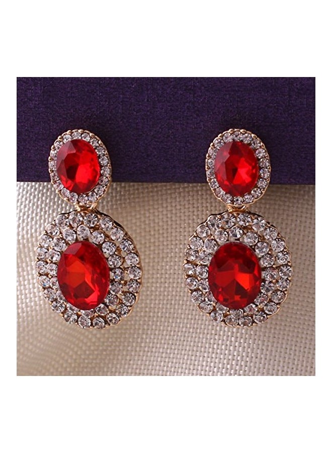 Grace Jun Alloy Rhinestone Studded Dangle Earrings - Image 5