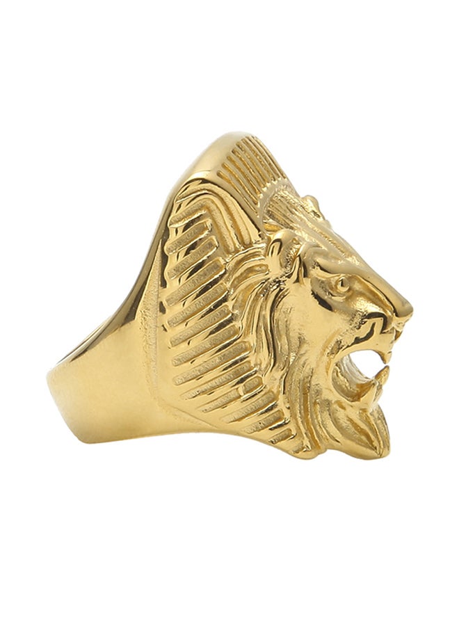 Sharpdo acc Exquisite Design Lion Shaped Gold Plated Platinum Ring