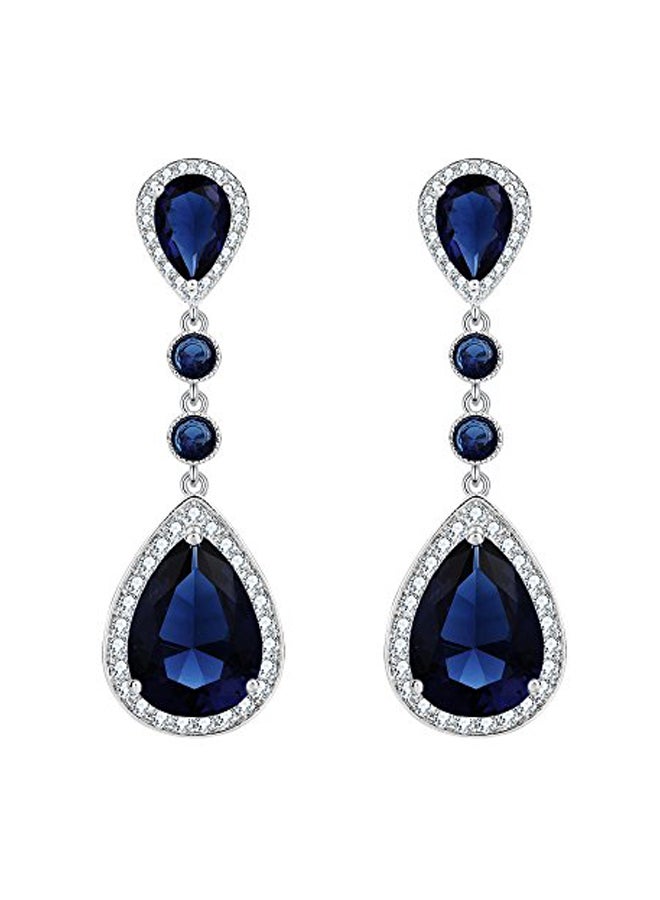 EleQueen Cubic Zirconia Teardrop Dangle Earrings - Image 1