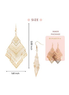 Brass Gold Plated Boho Rhombus Shape Tiered Dangle Earrings - v1553869926/N22638728A_3