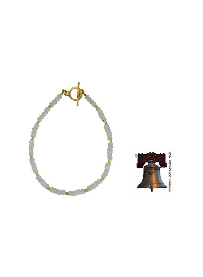NOVICA 24 Karat Gold Plated 925 Sterling Silver Rainbow Moonstone Beaded Bracelet  - Image 2