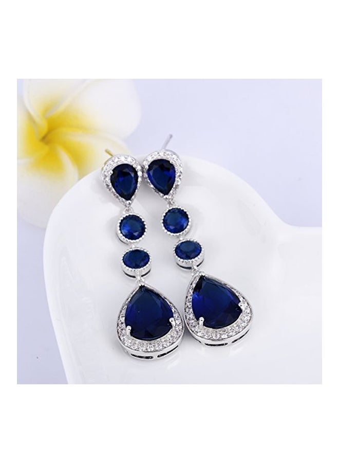 EleQueen Cubic Zirconia Teardrop Dangle Earrings - Image 2