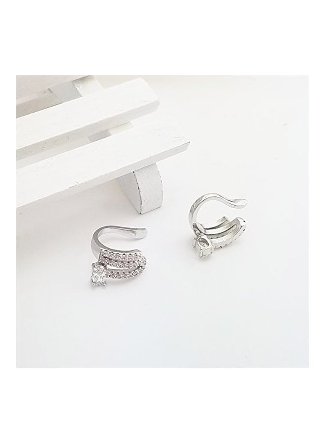 SELOVO Crystal Silver Plated Helix Ear Cuff - Image 3
