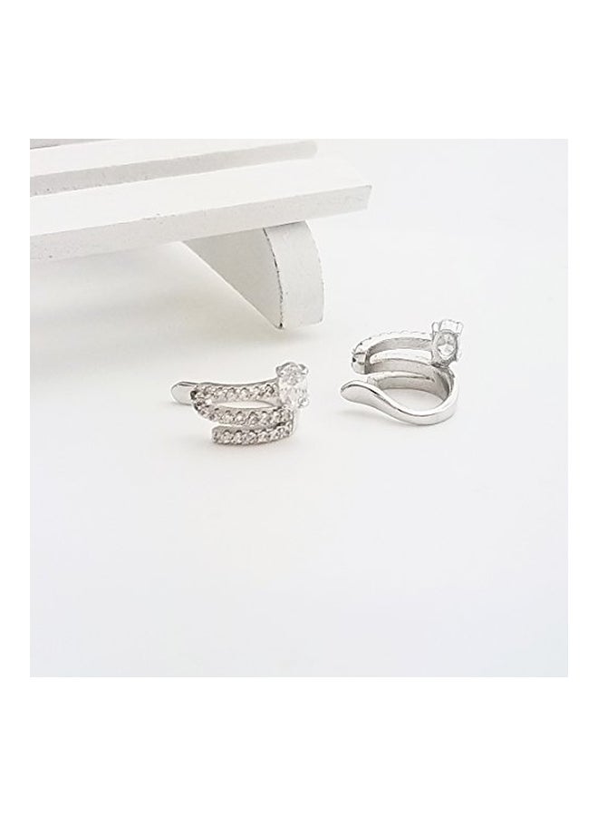 SELOVO Crystal Silver Plated Helix Ear Cuff - Image 2