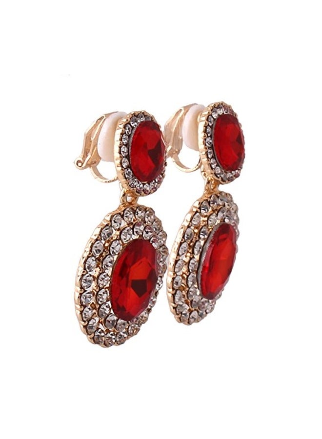 Grace Jun Alloy Rhinestone Studded Dangle Earrings - Image 2
