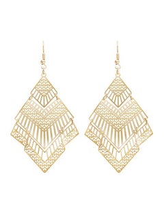 Brass Gold Plated Boho Rhombus Shape Tiered Dangle Earrings - v1553870039/N22638728A_1