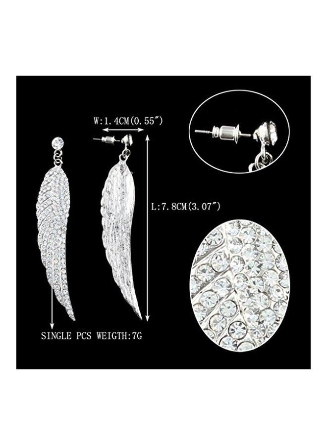 إيفر فيث أقراط متدلية للزفاف مصنوعة من سبيكة معدنية ومرصعة بالكريستال النمساوي على شكل جناح - Image 2