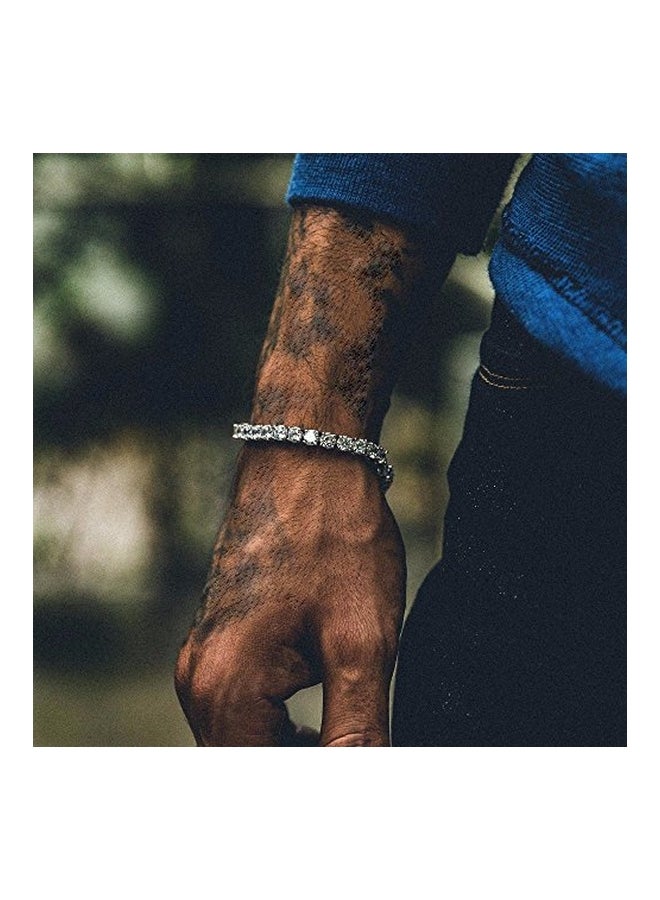 Platinum Plated Cubic Zirconia Studded Tennis Bracelet  - Image 3