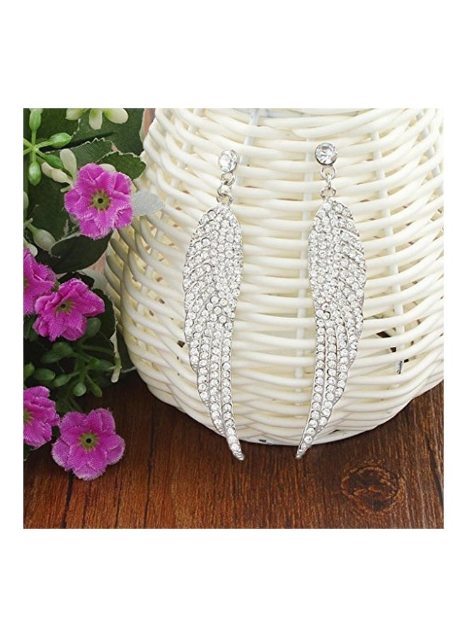 إيفر فيث أقراط متدلية للزفاف مصنوعة من سبيكة معدنية ومرصعة بالكريستال النمساوي على شكل جناح - Image 3