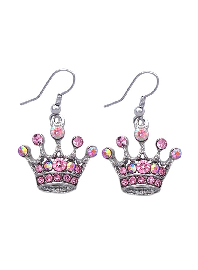 cocojewelry Rhinestone Studded Crown Dangle Earrings - Image 1