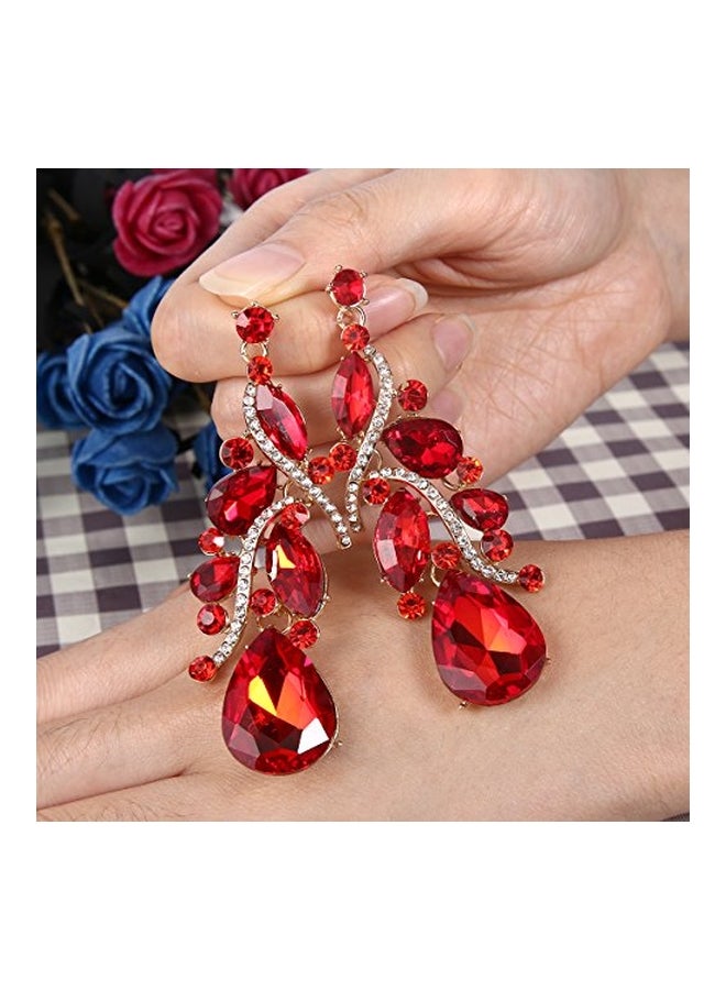 BriLove Austrian Crystal Studded Chandelier Dangle Earrings - Image 2