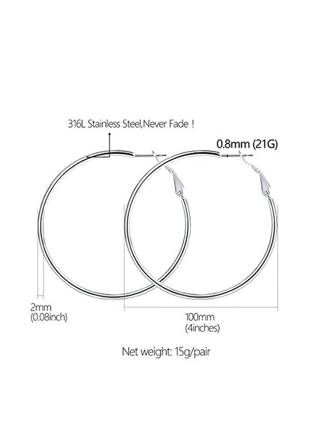FOCALOOK Stainless Steel Large Circle Hoop Earrings - Image 2
