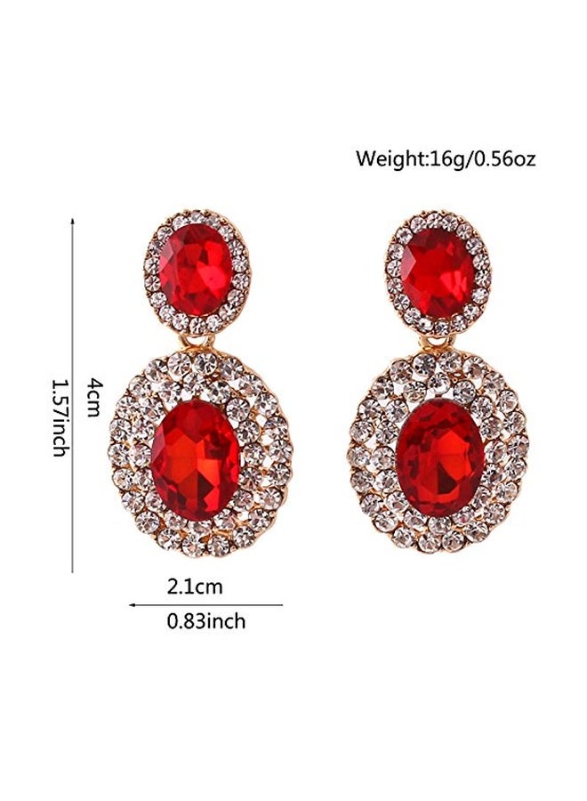 Grace Jun Alloy Rhinestone Studded Dangle Earrings - Image 3