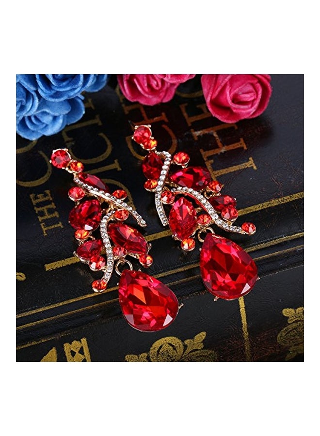 BriLove Austrian Crystal Studded Chandelier Dangle Earrings - Image 3