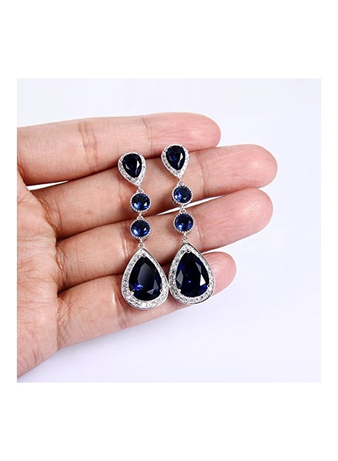 EleQueen Cubic Zirconia Teardrop Dangle Earrings - Image 3