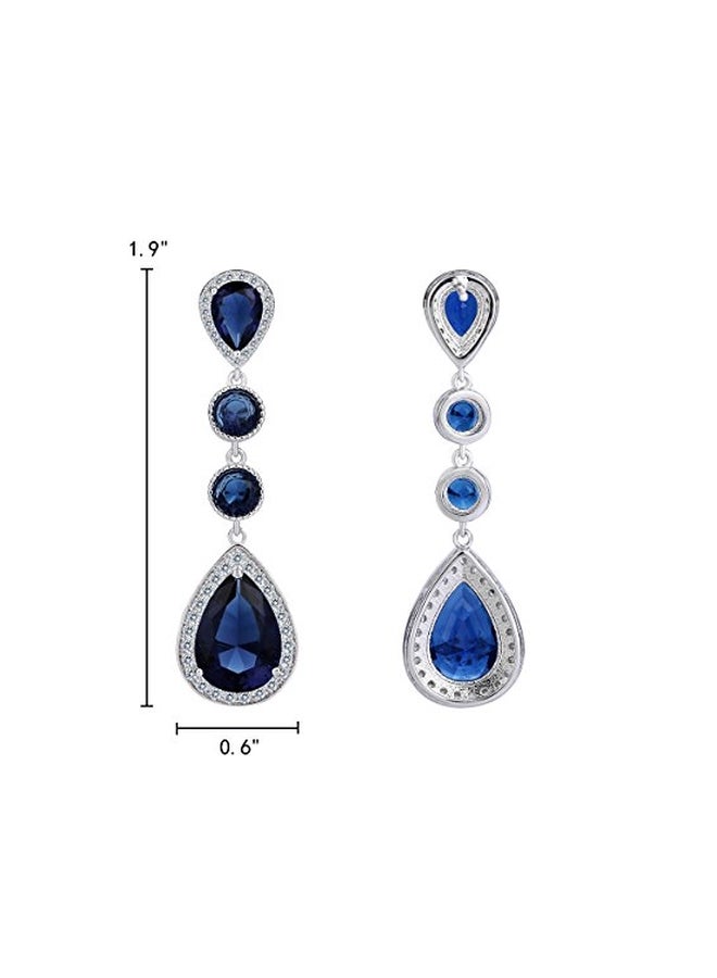 EleQueen Cubic Zirconia Teardrop Dangle Earrings - Image 4