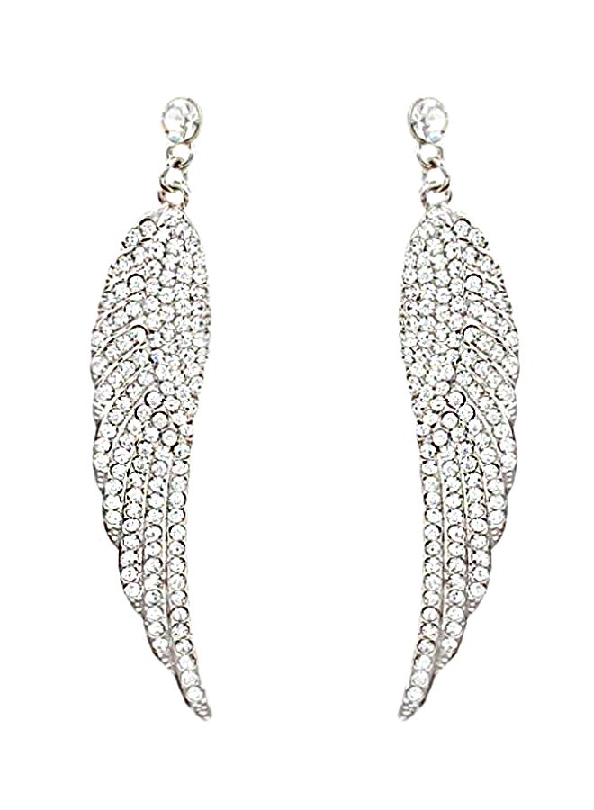 إيفر فيث أقراط متدلية للزفاف مصنوعة من سبيكة معدنية ومرصعة بالكريستال النمساوي على شكل جناح - Image 1