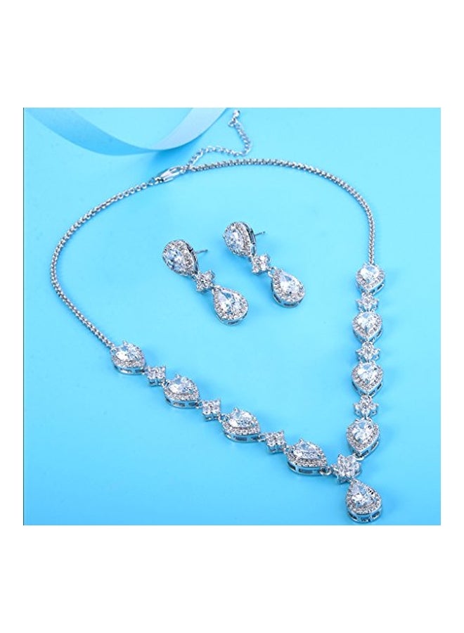 EleQueen Brass Cubic Zirconia Studded Jewellery Set - Image 2