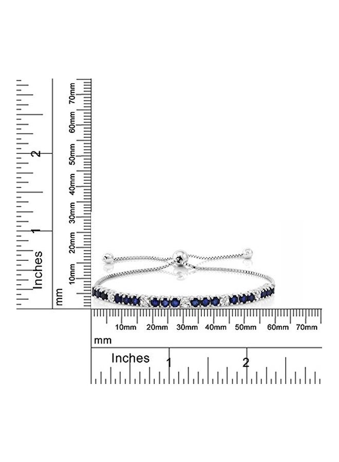 GEM STONE KING - 925 Sterling Silver Sapphire And Diamond Studded Bracelet - Image 1