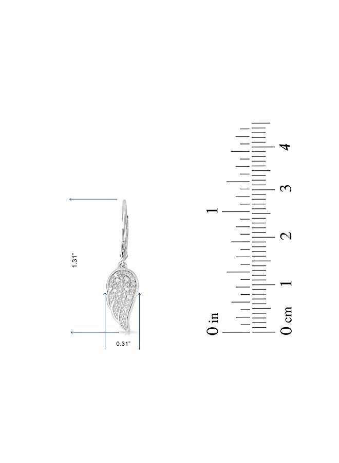 NATALIA DRAKE - 925 Sterling Silver 0.10 Ct Diamond Studded Wing Shaped Dangle Earrings - Image 1