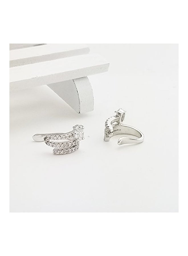 SELOVO Crystal Silver Plated Helix Ear Cuff - Image 4