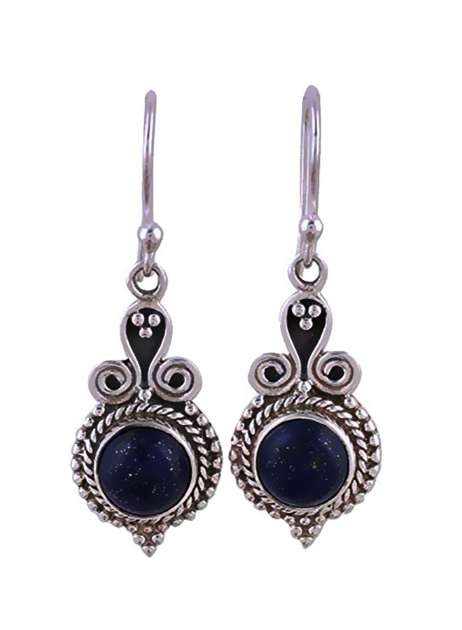NOVICA 925 Sterling Silver 4.50 Ct Lapis Lazuli Studded Dangle Earrings  - Image 1