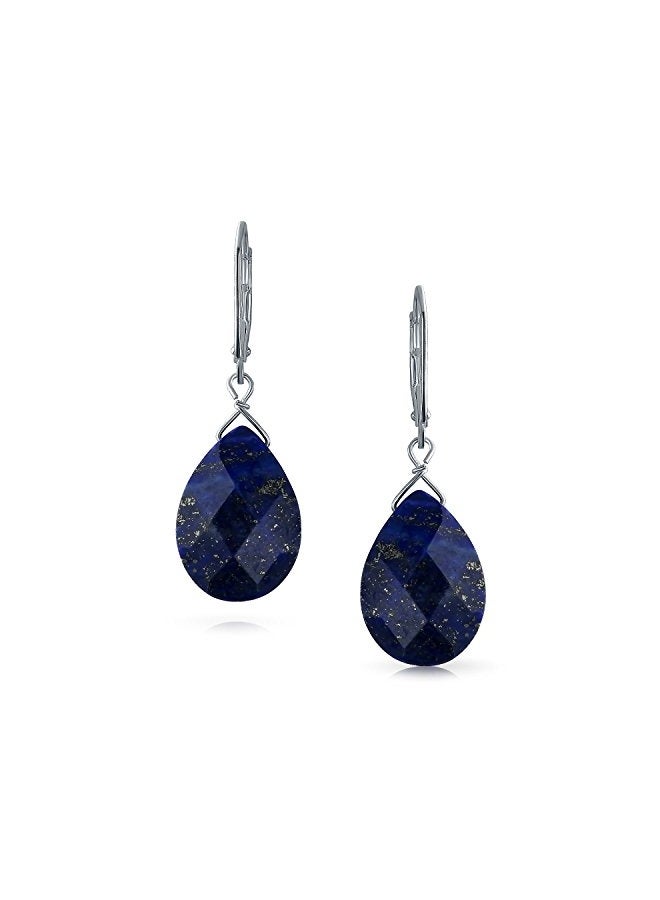 BLING JEWELRY - 925 Sterling Silver Lapis Lazuli Studded Earrings - Image 1