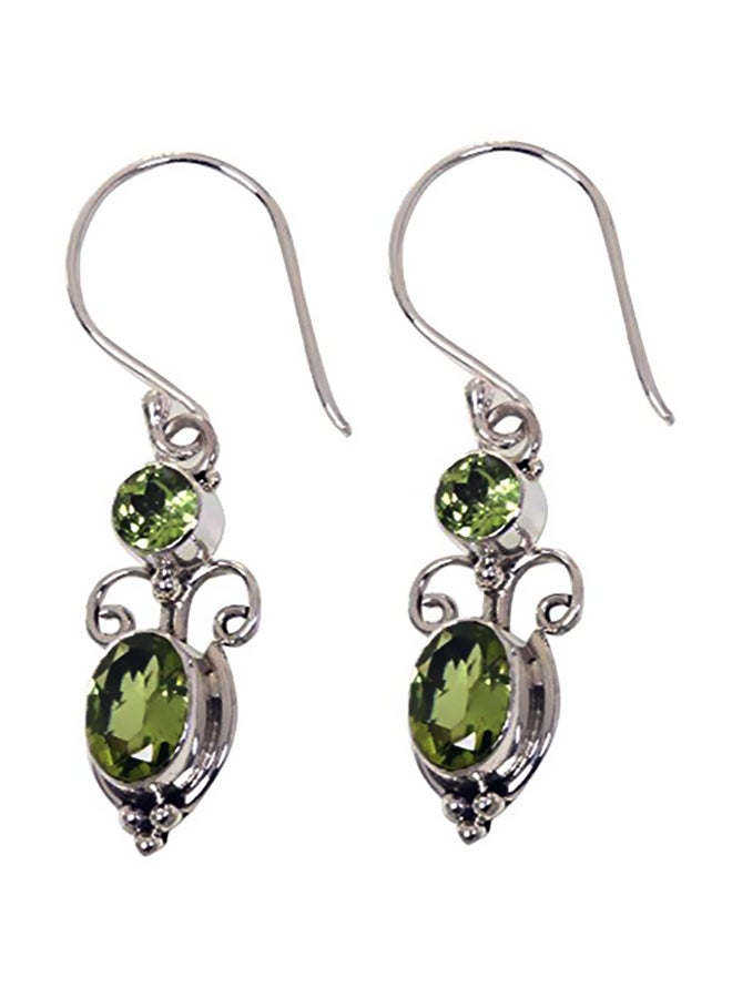 NOVICA 925 Sterling Silver 1.10 Ct Peridot Studded Dangle Earrings  - Image 1