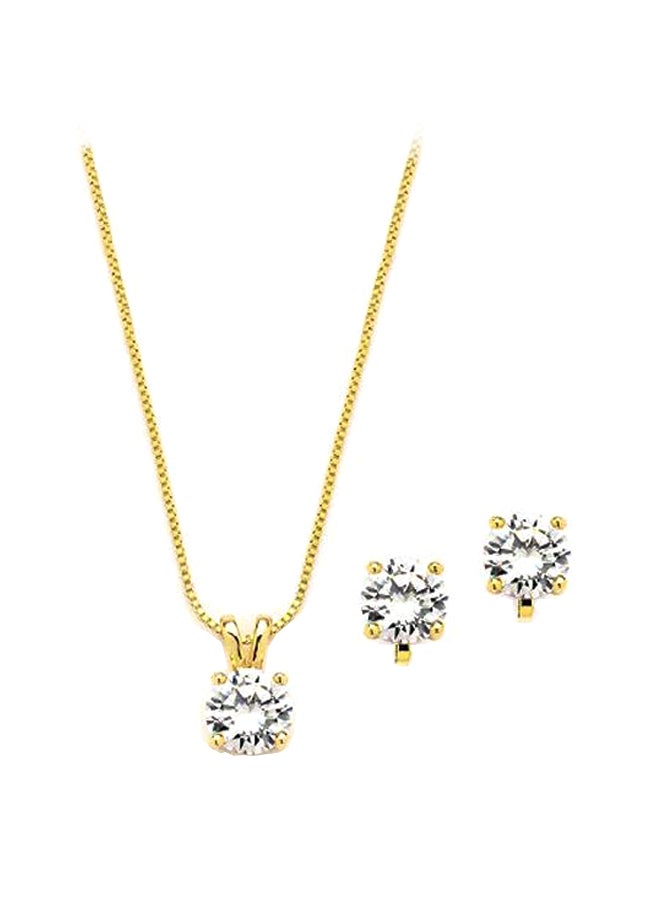 14 Karat Gold Plated Copper 2 Ct Cubic Zirconia Studded Jewellery Set - v1553870542/N22640314A_1