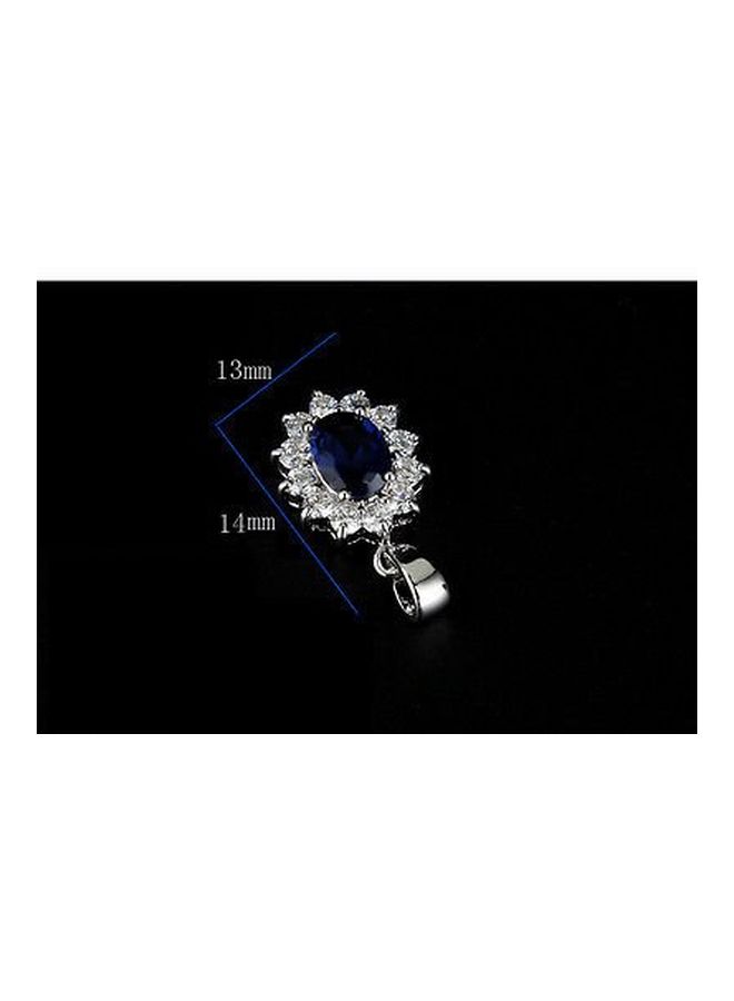 Crystalline Azuria 18 Carat White Gold Plated Sapphire And Cubic Zirconia Studded Necklace And Earrings Set  - Image 2