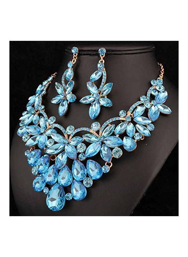 Janefashions Gold Plated Alloy Rhinestone Studded Necklace Set - Image 4