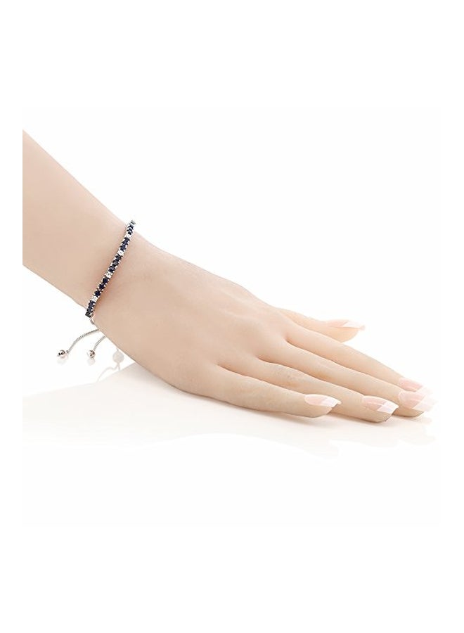 GEM STONE KING - 925 Sterling Silver Sapphire And Diamond Studded Bracelet - Image 1