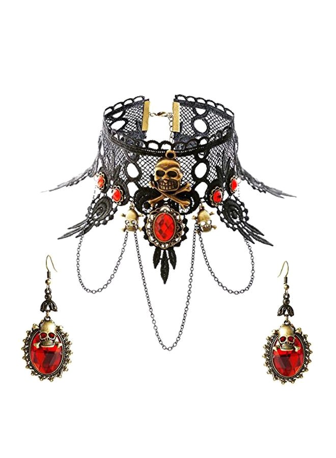 Youniker Alloy Choker Necklace And Earrings Set  - Image 1