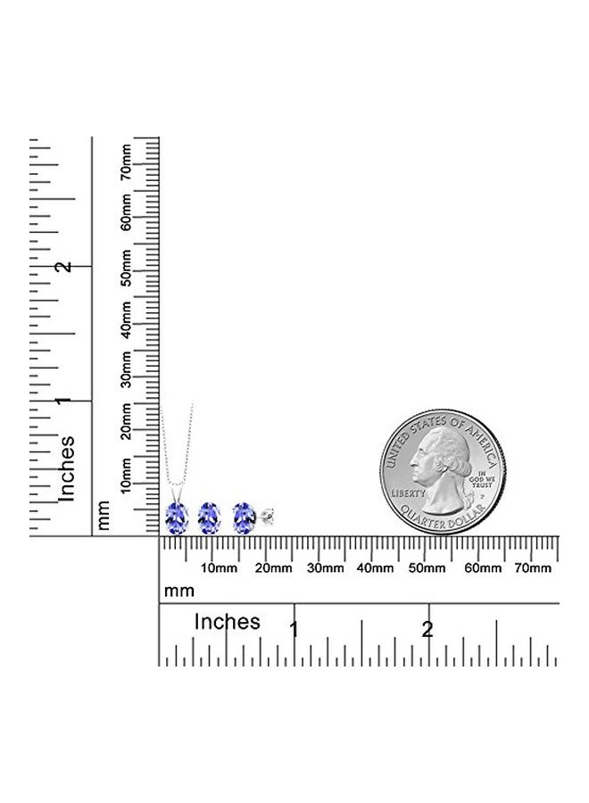 GEM STONE KING 925 Sterling Silver 1.75 Ct Tanzanite Studded Jewellery Set - Image 3