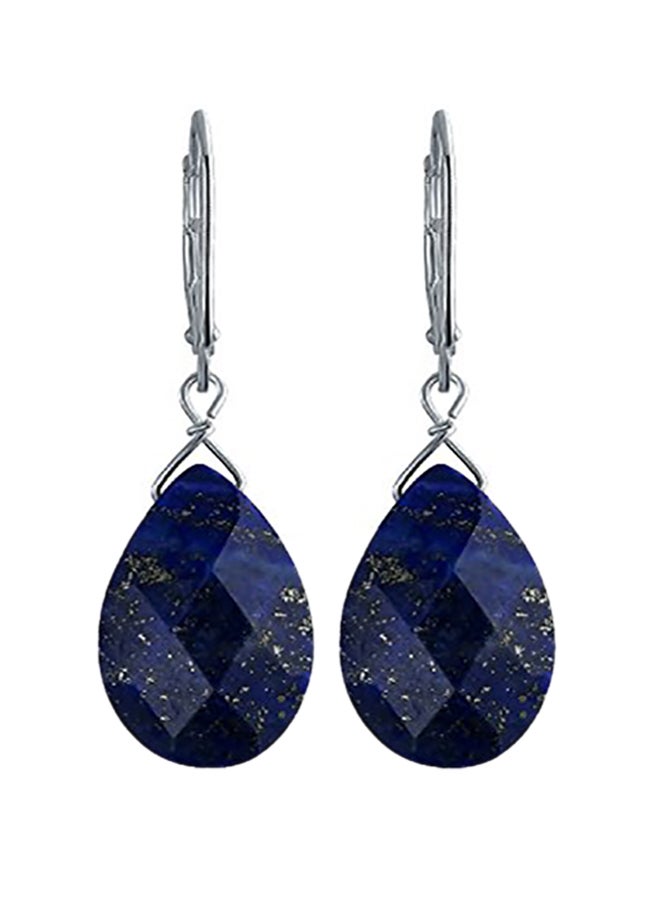 BLING JEWELRY - 925 Sterling Silver Lapis Lazuli Studded Earrings - Image 1