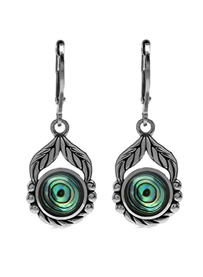 Silvershake 925 Sterling Silver Abalone Embellished Dangle Earrings - Image 1