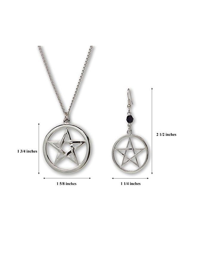 Real Metal - Pewter Pentacle Pentagram Shaped Jewellery Set - Image 1