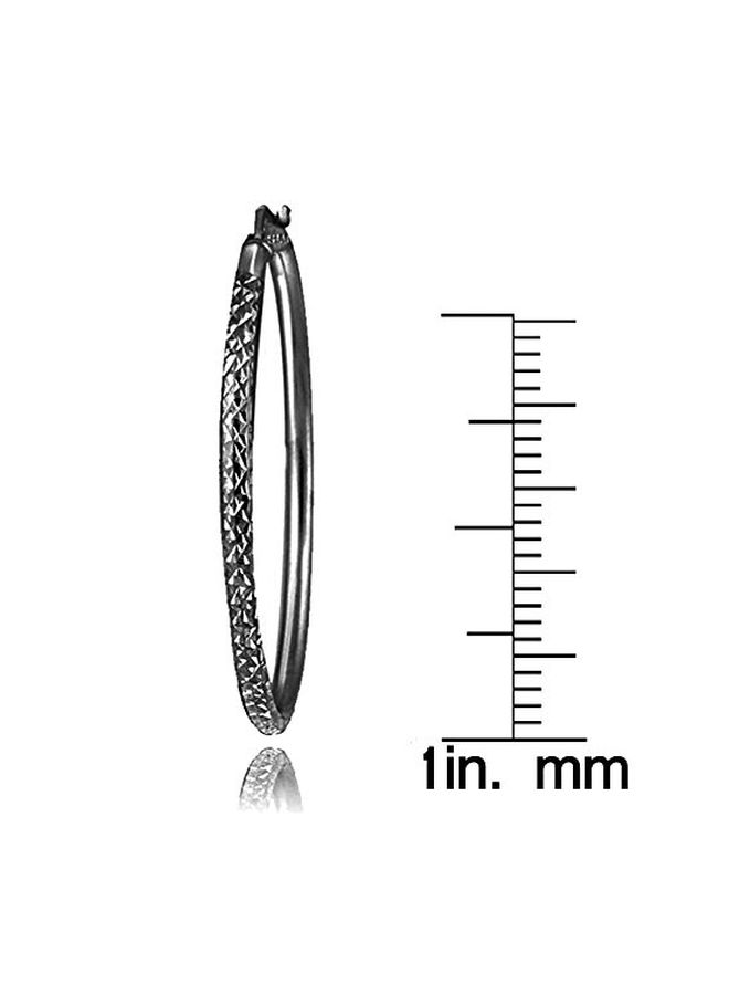 Hoops & Loops - 925 Sterling Silver Diamond Cut Round Hoop Earrings - Image 1