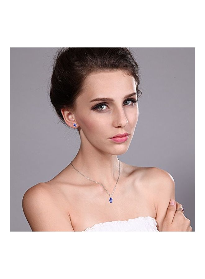 GEM STONE KING 925 Sterling Silver 1.75 Ct Tanzanite Studded Jewellery Set - Image 4