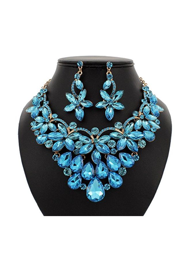Janefashions Gold Plated Alloy Rhinestone Studded Necklace Set - Image 1