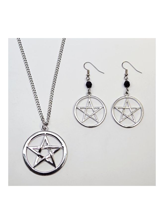 Real Metal - Pewter Pentacle Pentagram Shaped Jewellery Set - Image 1