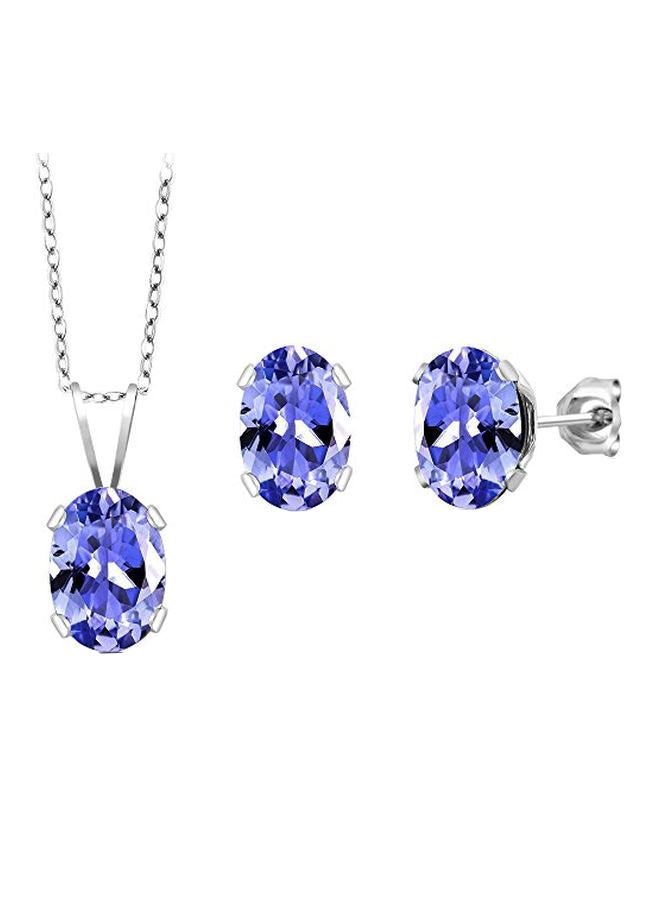 GEM STONE KING 925 Sterling Silver 1.75 Ct Tanzanite Studded Jewellery Set - Image 1