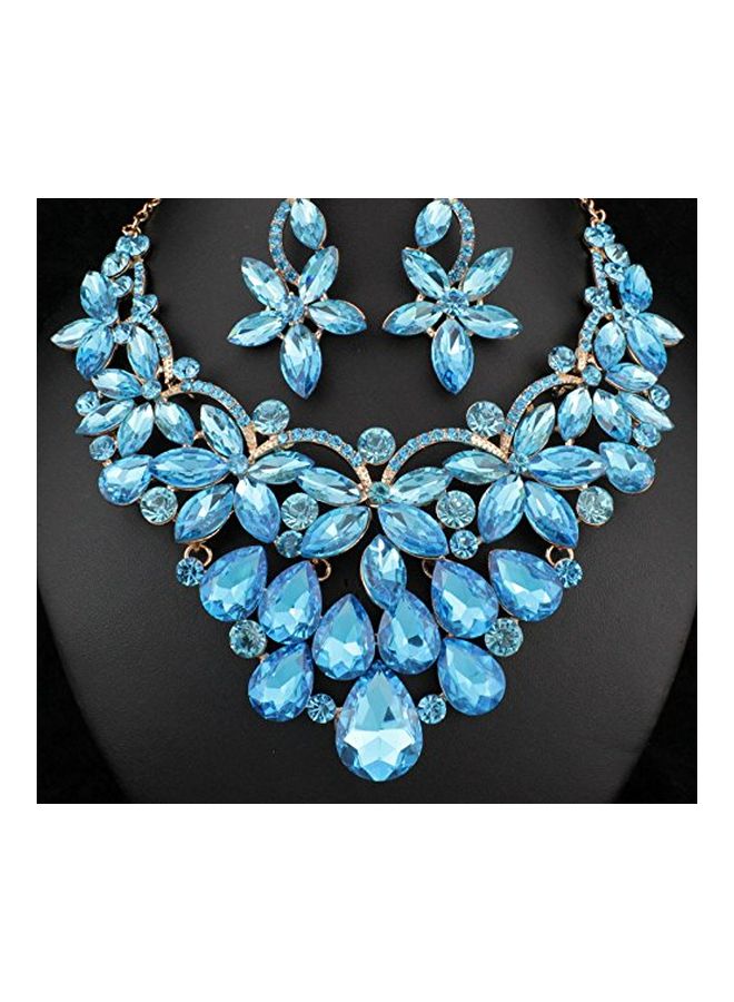 Janefashions Gold Plated Alloy Rhinestone Studded Necklace Set - Image 2