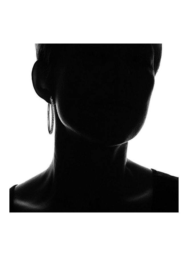 Hoops & Loops - 925 Sterling Silver Diamond Cut Round Hoop Earrings - Image 1